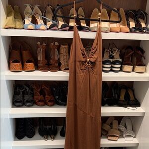 Zara Brown Maxi Dress linen